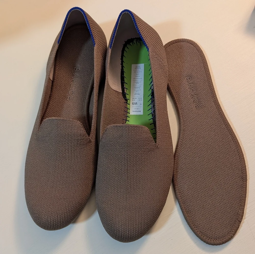 Rothys Brown Taupe Loafers Ladies Size 9 Almost New - Picture 9 of 12